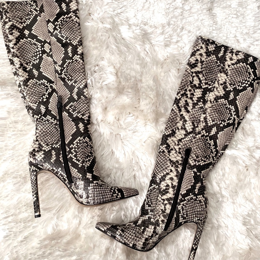 Leather Snakeskin Boots